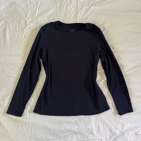 Christopher & Banks Navy Long Sleeve Top, 100% Cotton - Picture 1 of 6